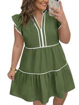 Dress Beautife Summer Womens Plus Size Ruffle A Line Green