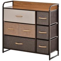 Dresser HOMCOM Organizador de armazenamento de tecido com 7 gavetas 80x29x79cm