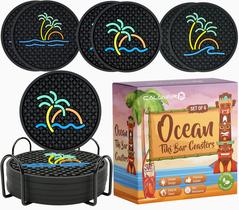 Drink Coaster CALUVAR Tiki Bar Ocean, conjunto de 6 peças de silicone Drink Coaster CALUVAR Tiki Bar Ocean, conjunto de 6 peças de silicone