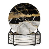 Drink Coaster LANEABUY Marble Style 10 cm, conjunto de absorventes 4