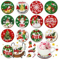 Drink Coasters Suttmin, kit de arte com diamantes de Natal de 12 peças Drink Coasters Suttmin, kit de arte com diamantes de Natal de 12 peças