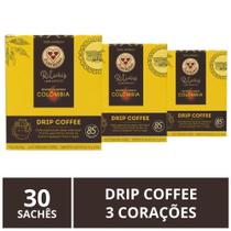 Drip Coffee, 3 Corações, Café, 30 sachês Drip Coffee, 3 Corações, Café, 30 sachês