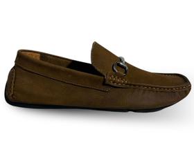 Drive Mocassim Masculino em Couro Legítimo com Solado Macio Camel Drive Mocassim Masculino em Couro Legítimo com Solado Macio Camel