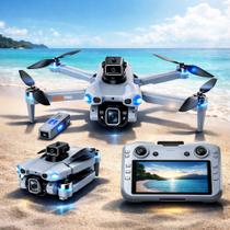 Drone AE5PRO Profissional 4K GPS Controle Com Tela Integrada 5G Wi-Fi Gimbal 3 Eixos 1 Bateria + Bag