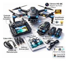 Drone Aéreo GT8 Max 4K Ultra HD com Câmera FPV, GPS e 2 Baterias
