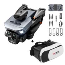 Drone K10 Max Pro + Oculos VR - Kit 2 Baterias, 3 Câmeras Ajustáveis 8K HD, Video/Foto, Wifi, Bag