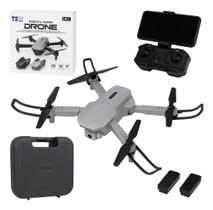 Drone Ts189 Dobrável 2 Câmeras Hd 2 Baterias Tecnológico Cor Preto-cinza
