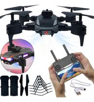 Drone WRJ12616 4K Dual Câmera Dobrável com GPS e Sensor de Obstáculos Giro 360 Graus Controle Remoto