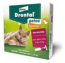 Drontal Gatos Spot On 1,12ml Vermífugo 5 - 8kg Bayer Drontal Gatos Spot On 1,12ml Vermífugo 5 - 8kg Bayer