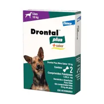Drontal Plus Elanco Sabor Carne para Cães até 10Kg - 2 Comprimidos