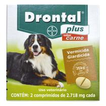 Drontal Plus Vermicida Cães 35kg Sabor Carne c/ 2 Comprimidos 2,718mg - Elanco