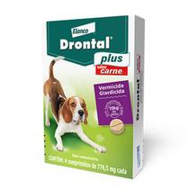 Drontal Plus Vermífugo para Cães 10kg Elanco sabor carne 4 Comprimidos