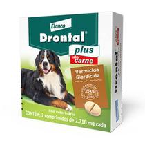 Drontal Plus Vermífugo para Cães 35kg Elanco sabor carne 2 Comprimidos