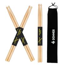 Drum Sticks Donner 5A Classic Maple Wood com bolsa de transporte, 3 pares Drum Sticks Donner 5A Classic Maple Wood com bolsa de transporte, 3 pares