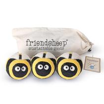 Dryer Balls Friendsheep Bee Trio XL, lã orgânica, pacote com 3 Dryer Balls Friendsheep Bee Trio XL, lã orgânica, pacote com 3