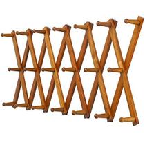 Dseap Accordian Wall Hanger: 16" High Wooden Wall Expandable Coat Rack, Porta-rack de chapéu, gancho de acordeom para bonés de beisebol, casacos, canecas, 20 ganchos de peg, marrom