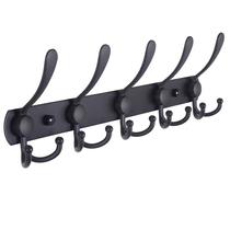 Dseap Coat Rack Wall Mount - 29.5" Long 8-Tri-Hooks Heavy Duty Coat Hanger Rail Wall Hooks for Hanging Coats Hats Clothing Clothes Purse Mudroom Entryway, Black