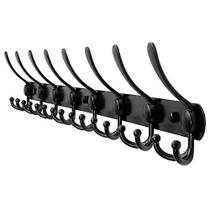 Dseap Coat Rack Wall Mount - 29.5" Long 8-Tri-Hooks Heavy Duty Coat Hanger Rail Wall Hooks for Hanging Coats Hats Clothing Clothes Purse Mudroom Entryway, Black