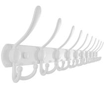 Dseap Coat Rack Wall Mount - 38" Long 10-Tri-Hooks Heavy Duty Coat Hanger Rail Wall Hooks for Hanging Coats Hats Clothing Clothes Purse Mudroom Entryway, White