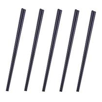 Dtdepth 304 Chopsticks de Aço Inoxidável - 5 Pares de Preto Reutilizável Máquina de Lavar Louça Segura Chopsticks de Metal - Quadrado Lightweight Chop Sticks - Fácil de Usar e Limpar (Sem Desbotamento de Cor)