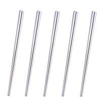 Dtdepth Chopsticks de Aço Inoxidável - 5 Pares de Prata Reutilizável Máquina de Lavar Louça Segura Chopsticks de Metal - Quadrado Lightweight Chop Sticks - Fácil de Usar e Limpar (Sem Desbotamento de Cor)