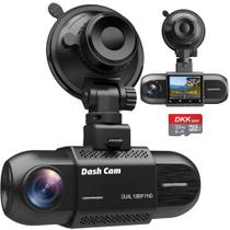 Dual Dash Cam DKK M08 1080P frontal e interna com cartão SD de 32 GB