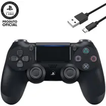 Dualshock 4 Controle PS 4 Original Sony Preto Onix Black + Cabo de Carregamento