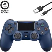 Dualshock 4 Controle PS4 Sony Azul Midnight Blue + Cabo de Carregamento
