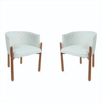 Duas Cadeiras de Jantar Sophia com Base De Madeira - Branco