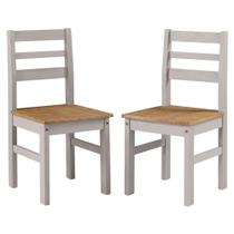 Duas Cadeiras de Madeira Maciça Cinza Lavado