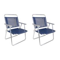Duas Cadeiras de Praia Oversize Azul-Escuro 140kg Mor