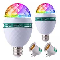 Duas Lâmpadas Led Globo Colorido Giratório Festa Dj