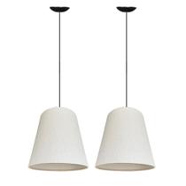 Duas Luminária Tela Linho Pendente Decorativo Sala Cozinha Duas Luminária Tela Linho Pendente Decorativo Sala Cozinha