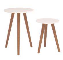 Duas Mesinhas De Canto em Mds Para Decoração - Off White Duas Mesinhas De Canto em Mds Para Decoração - Off White