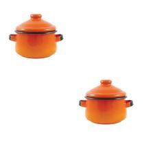 Duas Mini Caçarola em Agata - 500 ML - Laranja - Indução