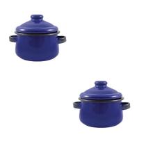 Duas Mini Caçarolas de agata (aço esmaltado) Azul - 500 ML - Utensilios do Chef