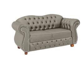 Duas Namoradeiras Chesterfield Merlo 2 Lugares - Suede Cinza / Decoração, recepção, sala tv estar