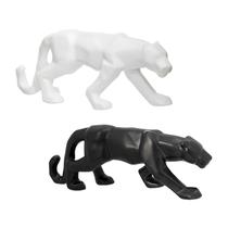Duas panteras negra e branca enfeite decorativo de ambiente