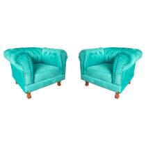 Duas Poltrona Chesterfield Capitone Suede Tiffany Decorativa / Sala, Tv, Estar, Recepção