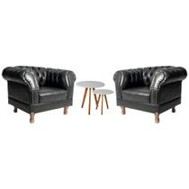 Duas poltronas Chesterfield Capitonê Duque - Corano Preto / Decoração, Recepção, Salas de Tv e Estar