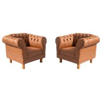 Duas Poltronas Chesterfield Capitonê Duque ECO Caramelo Decoração, Recepção, Salas de Tv e Estar