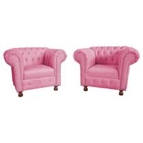 Duas Poltronas Chesterfield Capitone Luis XV - Suede Rosa / decoração, sala tv estar, recepção Duas Poltronas Chesterfield Capitone Luis XV - Suede Rosa / decoração, sala tv estar, recepção