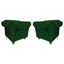 Duas Poltronas Chesterfield Capitone Luis XV - Suede Verde Bandeira / decoração, sala tv estar, recepção Duas Poltronas Chesterfield Capitone Luis XV - Suede Verde Bandeira / decoração, sala tv estar, recepção