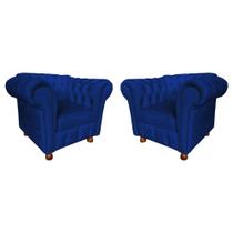 Duas Poltronas Chesterfield Capitone Luis XV - Veludo Azul Marinho / decoração, sala tv estar, recepção Duas Poltronas Chesterfield Capitone Luis XV - Veludo Azul Marinho / decoração, sala tv estar, recepção