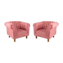 Duas Poltronas Chesterfield Capitone Suede Rosa Decorativa / Sala, Tv, Estar, Recepção Duas Poltronas Chesterfield Capitone Suede Rosa Decorativa / Sala, Tv, Estar, Recepção