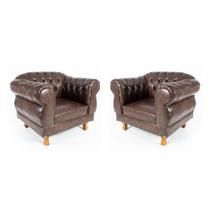 Duas Poltronas Chesterfield Elisabeth Capitonê - Corano Marrom Duas Poltronas Chesterfield Elisabeth Capitonê - Corano Marrom