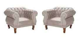 Duas Poltronas Chesterfield Elisabeth Capitonê - Suede Nude / SALA, RECEPÇÃO, BARBEARIA