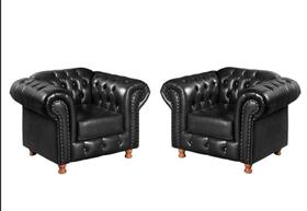 Duas Poltronas Chesterfield Luiz XV Corano Preto RETRO