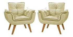 Duas Poltronas Chesterfield Luxo Opala SUEDE BEGE SALA/RECEPÇÃO/ESCRITÓRIO