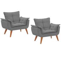 Duas Poltronas Chesterfield Luxo Opala SUEDE CINZA CAMURÇA SALA/RECEPÇÃO/ESCRITÓRIO